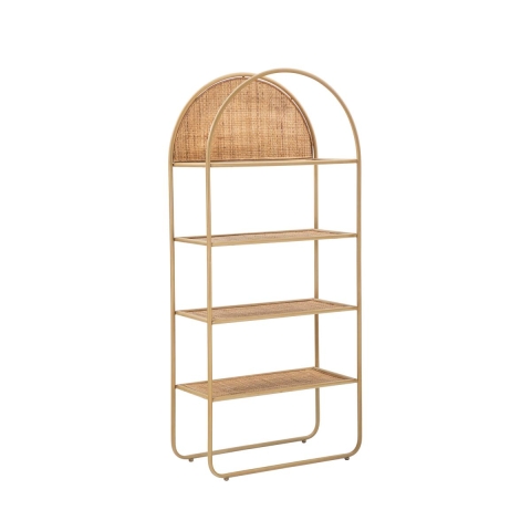 Estante de parede em metal e rattan com 4 prateleiras Panama Round Promoção