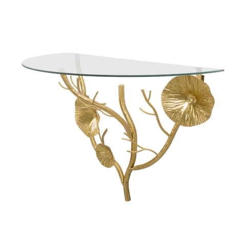 Prateleira de parede em metal dourado com vidro Tisty Promoção
