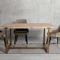 Mesa de jantar retangular moderna em metal e madeira 90x150cm Ankara Venda