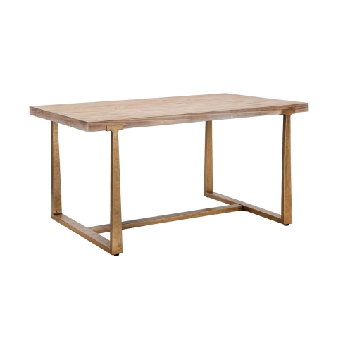 Mesa de jantar retangular moderna em metal e madeira 90x150cm Ankara Promoção
