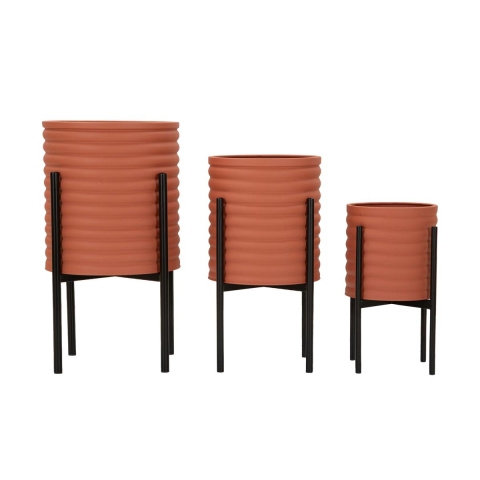 Conjunto de 3 Suportes para Vasos Modernos Redondos em Metal Colorido Milly Tris Promoção