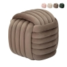 Pufe design entrançado estofado em veludo estilo moderno Softy Descontos