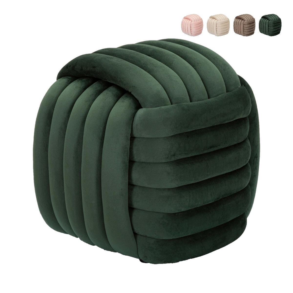 Pufe design entrançado estofado em veludo estilo moderno Softy