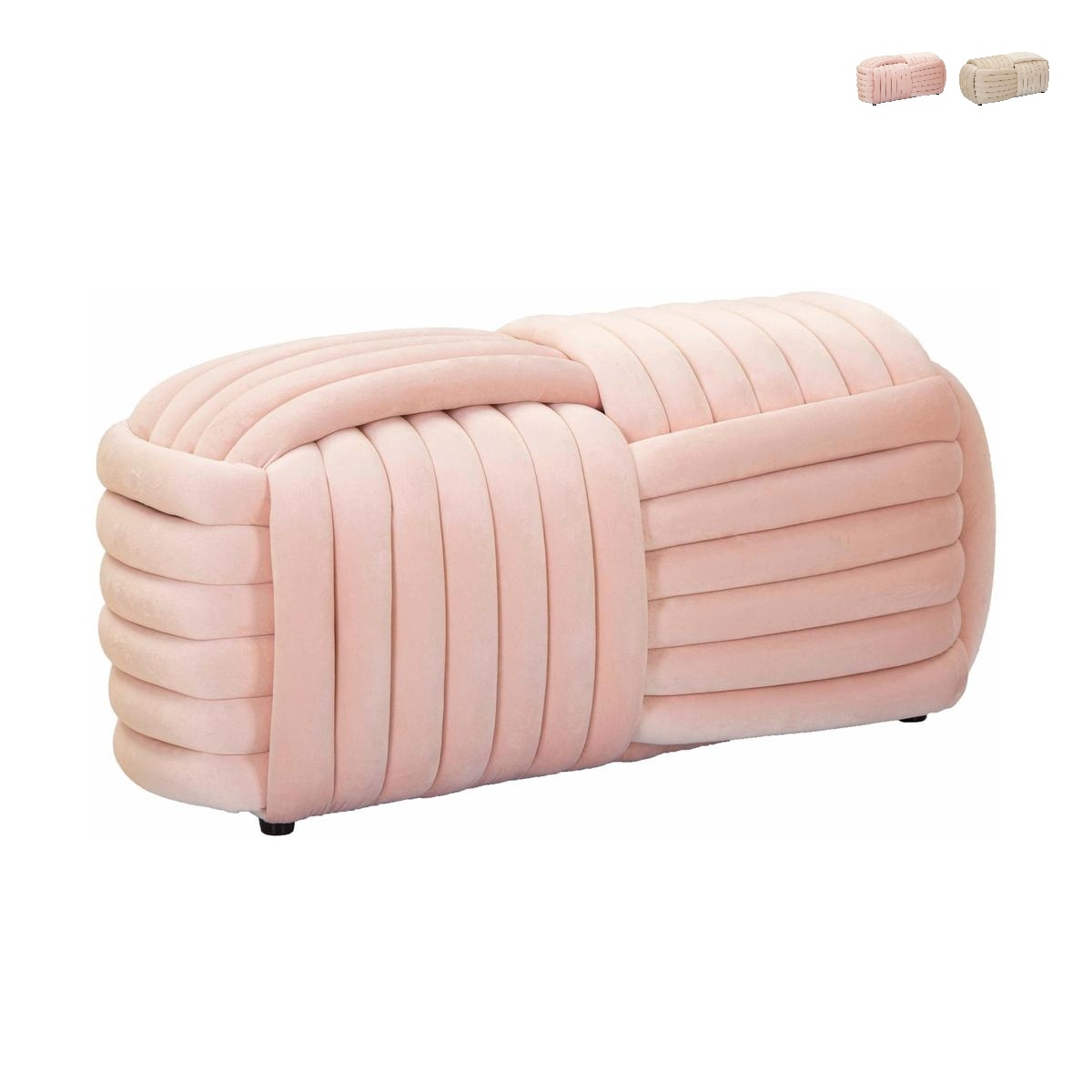 Puff banco design moderno entrançado em veludo 90x45x45cm Softy Oferta Puff banco design moderno entrançado em veludo 90x45x45cm Softy Oferta