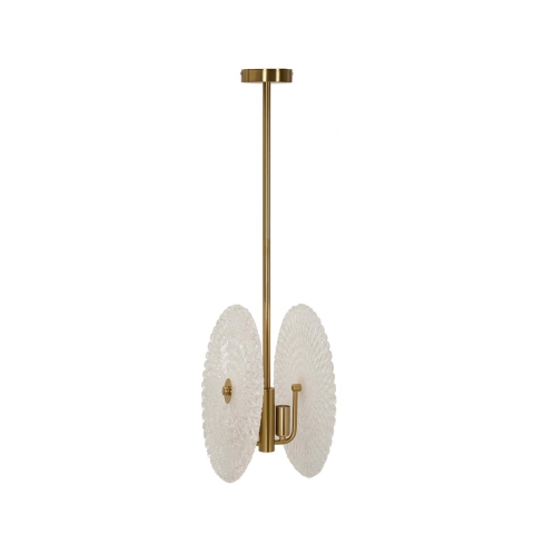 Candeeiro em metal dourado com abat-jours em vidro decorado Glass Promoção