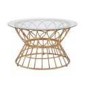Mesa de centro redonda em rattan e vidro 75x44,5cm Panama Circle Promoção