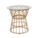 Mesa redonda em rattan com tampo de vidro 50x50cm Panama Circle Promoção