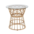 Mesa redonda em rattan com tampo de vidro 50x50cm Panama Circle Promoção