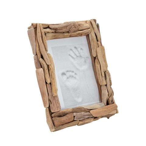 Moldura de madeira retangular 21x26cm Nature para fotografia de mesa Promoção