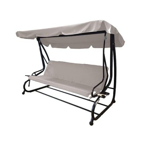 Baloiço de jardim 3 lugares com cobertura de sol 230x120x165cm cinza Deluxe Promoção