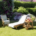 Espreguiçadeira de jardim reclinável em madeira de acácia com rodas Bali Venda