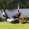 Espreguiçadeira de jardim reclinável em madeira de acácia com rodas Bali Medidas