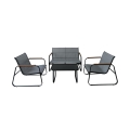 Conjunto de jardim 4 lugares em aço com mesa de vidro Saint Martin Promoção