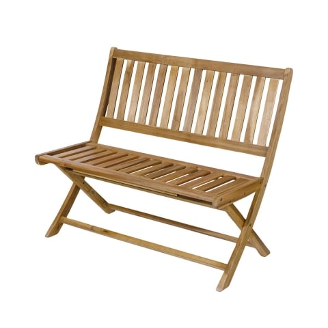 Banco dobrável 2 lugares em madeira de acácia 104x61x90cm Bali Promoção