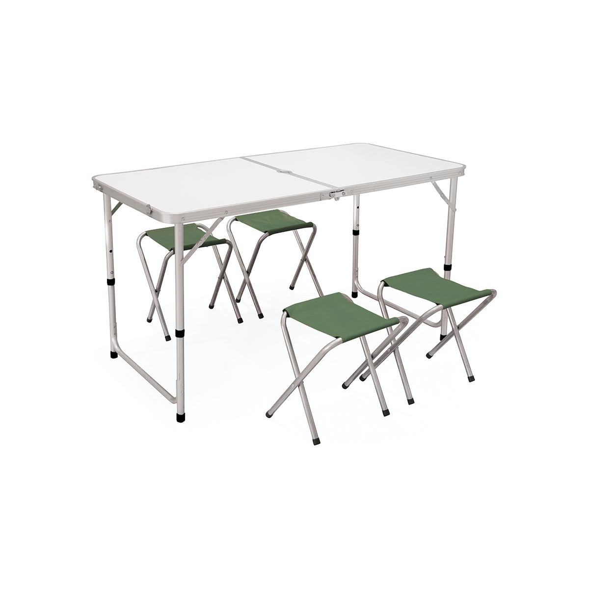 Conjunto mesa mala e 4 bancos dobráveis para campismo Pic-Quick Promoção Conjunto mesa mala e 4 bancos dobráveis para campismo Pic-Quick Promoção