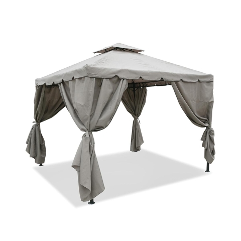 Gazebo idrorepellente 3x3m 4 tende laterali ferro tortora Tangeri Promoção
