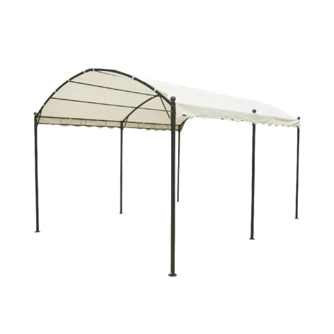 Gazebo túnel impermeável 3x4m ferro 6 postes ecru Lomek Promoção