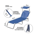 Espreguiçadeira de praia reclinável e dobrável com toldo Vieste 