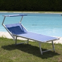 Espreguiçadeira de jardim em alumínio com toldo parasol Riccione Saldos