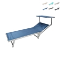 Espreguiçadeira de jardim em alumínio com toldo parasol Riccione Oferta