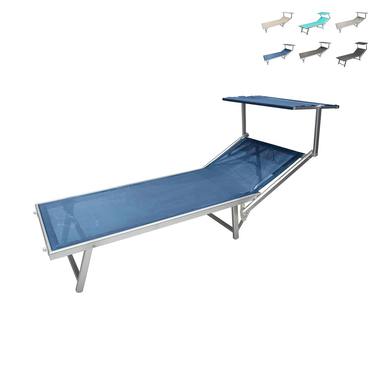 Espreguiçadeira de jardim em alumínio com toldo parasol Riccione Oferta Espreguiçadeira de jardim em alumínio com toldo parasol Riccione Oferta