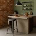 Banco Elegante de Metal Madeira p/Bar ou Cozinha Brush Up Compra
