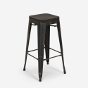 Banco Elegante de Metal Madeira p/Bar ou Cozinha Brush Up 