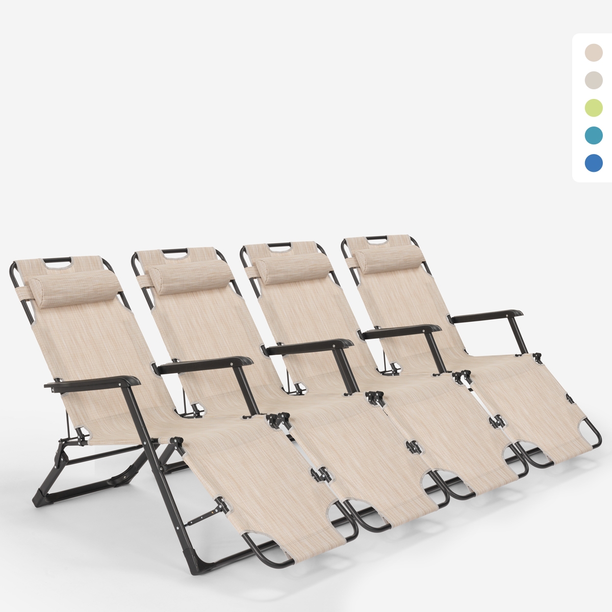 4 Cadeiras Espreguiçadeira Praia Jardim Dobrável Emily Lux Zero Gravity