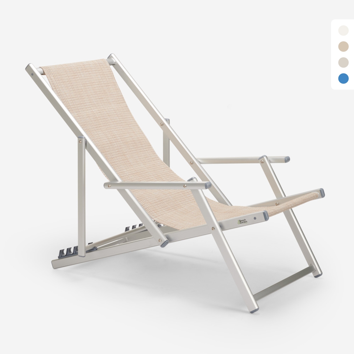 Cadeira Espreguiçadeira Praia com Braços Alumínio Dobrável Riccione Gold Lux