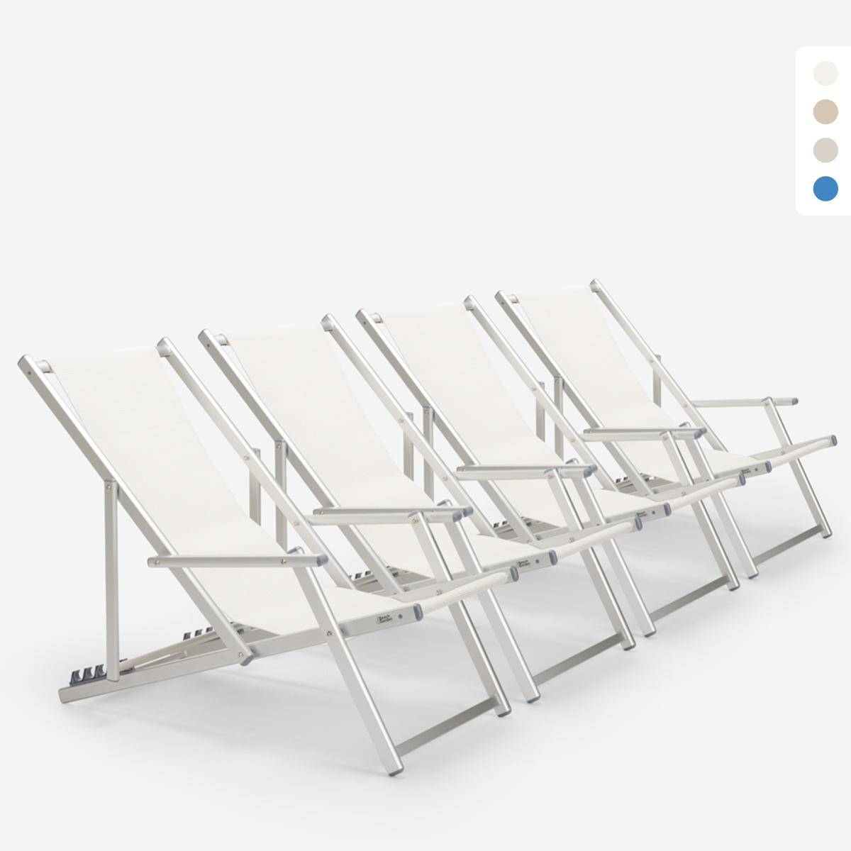 4 Cadeiras de Praia c/Apoios de braços Alumínio Dobráveis Riccione Gold Lux