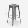 Banco de Metal Vintage para Cozinha Bar Café Steel Stale 