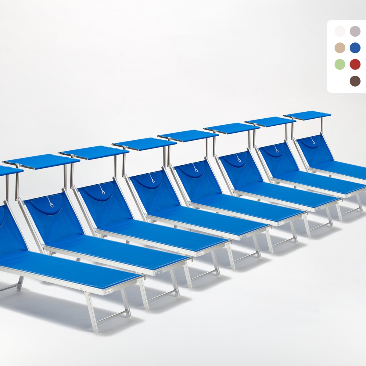 20 Espreguiçadeiras em Alumínio com Para-sol Santorini Promoção