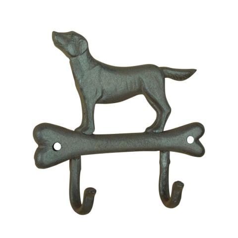 Cabide de parede em forma de osso com cão e 2 ganchos Promoção