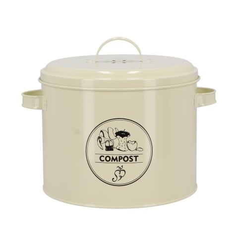 Recipiente vintage em lata para compostagem com filtro de carvão ativado Promoção