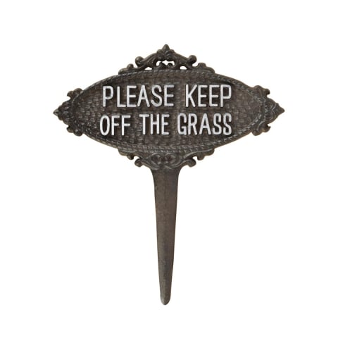 Poste de jardim em ferro fundido "Keep Off The Grass" Promoção