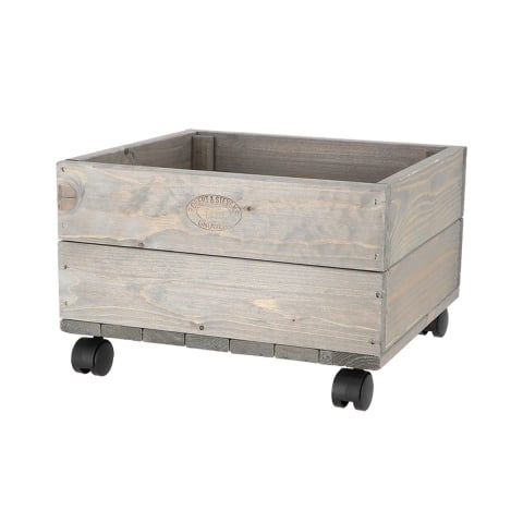Floreira em madeira com rodas para terraços e jardins 38,5x35,5x25cm Promoção