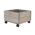 Floreira em madeira com rodas para terraços e jardins 38,5x35,5x25cm Oferta