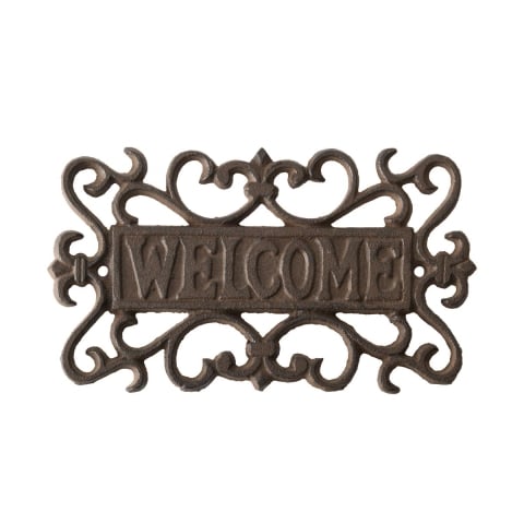 Placa de parede para exterior "Welcome" em ferro fundido Promoção