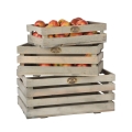 Conjunto de 3 caixas de madeira FSC para fruta e legumes Promoção