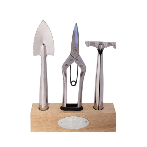 Conjunto de ferramentas de jardim em metal com suporte Promoção