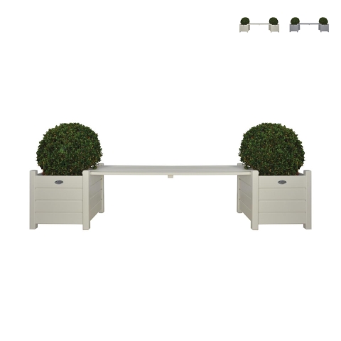 Banco de jardim para exterior em madeira com floreiras Promoção