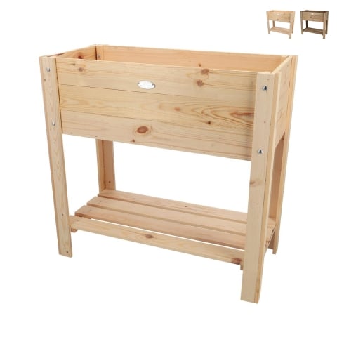 Floreira elevada em madeira natural 80,5x37,3x78,2 cm Promoção