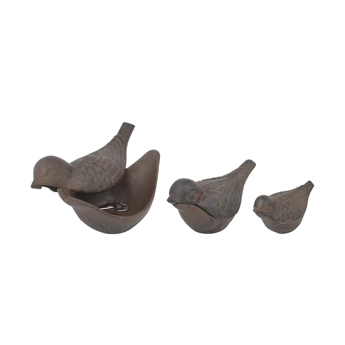Conjunto de 3 passarinhos em ferro fundido porta-chaves estilo matrioska abríveis Promoção Conjunto de 3 passarinhos em ferro fundido porta-chaves estilo matrioska abríveis Promoção