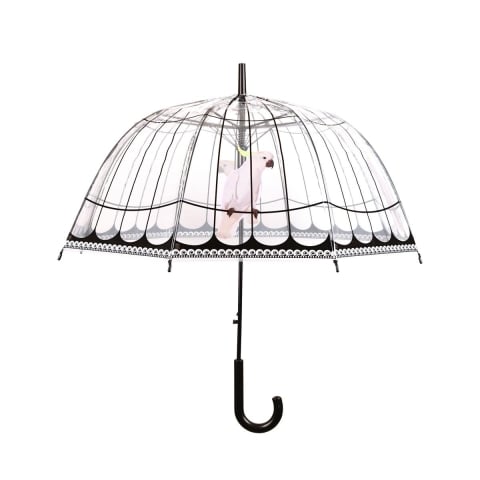Guarda-chuva transparente em cúpula decorativo com papagaio Promoção