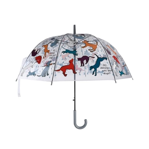 Guarda-chuva transparente com estampas de cães e gatos Promoção