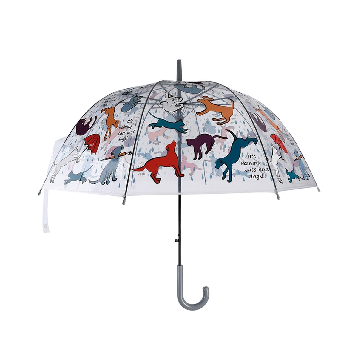 Guarda-chuva transparente com estampas de cães e gatos