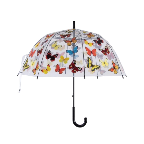 Guarda-chuva transparente com estampas de borboletas coloridas Promoção