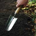 Transplantador de jardim em aço inoxidável com cabo de madeira Descontos