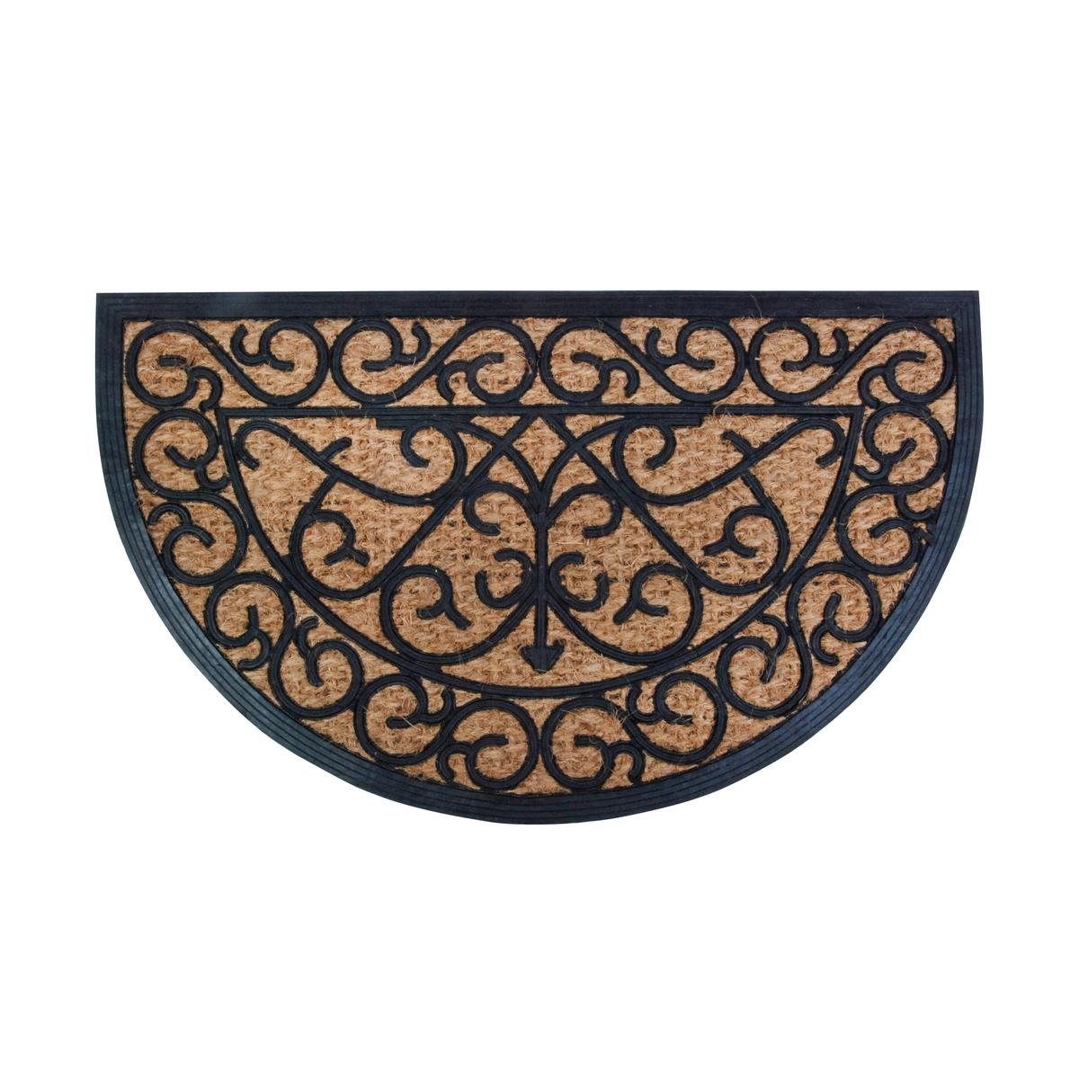 Tapete semicircular de entrada em borracha e coco estilo clássico Promoção
