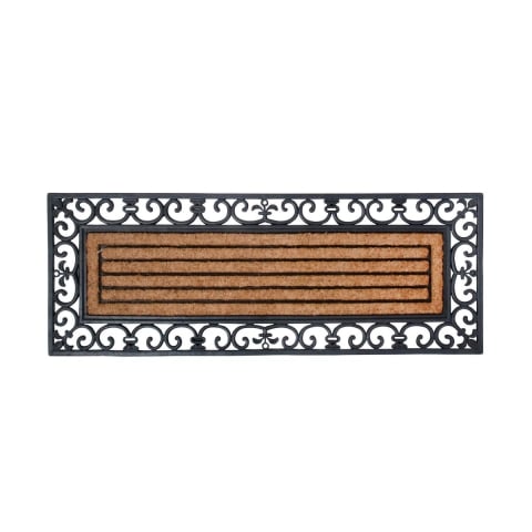 Tapete retangular 120x45cm com borda de borracha e fibra de coco Promoção
